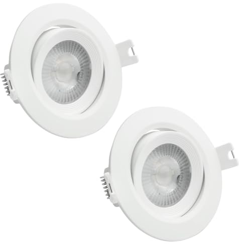 LUXULA 2 Stück schwenkbarer LED Einbaustrahler 7W 718lm, Ø68-72mm, CCT | CCT einstellbar 3000K 4000K 6000K, Einbauleuchte Spot IP44 für Badezimmer und Küche, Ø68-72mm, Deckenstrahler