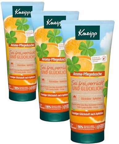 Kneipp Aroma-Pflegedusche Sei Frei, verrückt und glücklich – Sonniger Glücksduft nach Apfelsine - Mit pflanzlichen Wirkstoffen - vegan - 200ml (Packung mit 3)