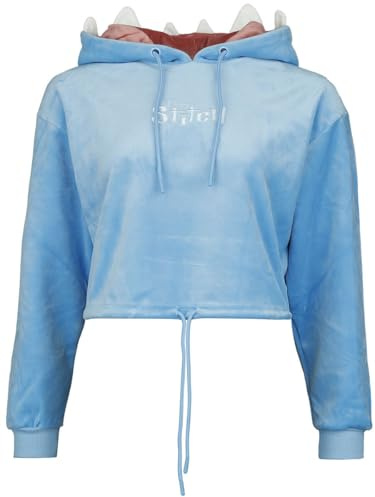 Lilo & Stitch Stitch Novelty Cropped Mujer Sudadera con Capucha Azul M