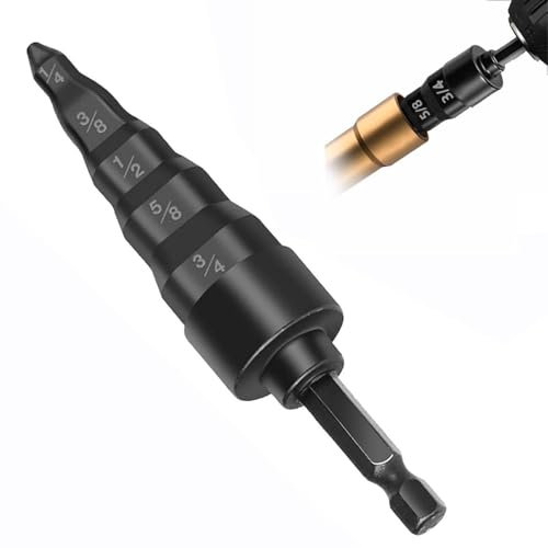 Jadeshay Expansor de Tubo de Cobre, Herramienta de Expansión de Tubo de Cobre 5 en 1, Acero al Carbono 1/4'' 3/8'' 1/2'' 5/8'' 3/4'' HVAC Juego de Reparación, Broca de Expansión