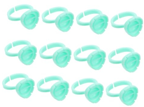 Baluue 100 Stück Pigmentbecher Ring aus Kunststoff Blau Leicht zu Reinigen für Wimpernverlängerungen und Augenbrauen Färben