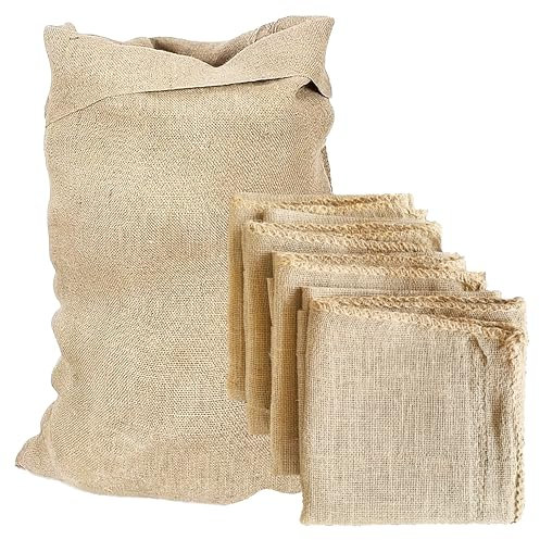 B53 Lot de 4 sacs en toile de jute réutilisables multi-usages pour légumes, jardinage, oignons, pommes de terre, pour l'extérieur - 58,4 x 101,6 cm