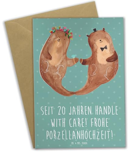 Mr. & Mrs. Panda Beileidskarte 20. Hochzeitstag Porzellanhochzeit - Geschenk, neujahrskarte, hochzeitskarten, Heiraten, Heirat, Handgemacht, gemeinsame Jahre, Ehejubiläum, Grußkarte, Geschenke