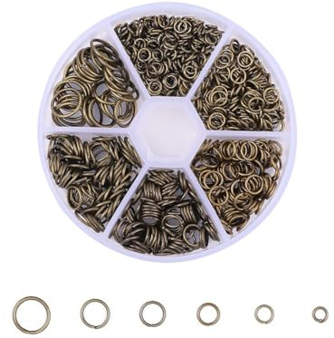 PLABBDPL 880 piezas oro mini llavero, juego de anillos de salto, 4 5 6 7 8 10 mm, anillos pequeños con aberturas, descubrimientos para la fabricación de joyas (oro), C