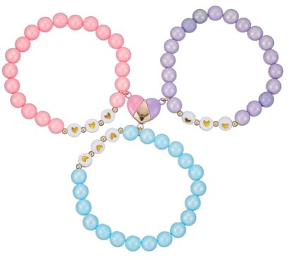 COLORFUL BLING BFF Bracelet for 3,Mother Daughter Bracelets Set,Cross Butterfly Heart Charm Bracelet for Women Men,Love Heart Matching Strand Bracelets Friendship Jewelry Gifts -Style 1