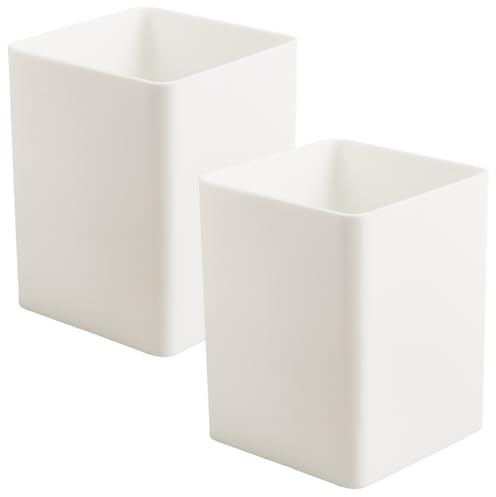 craspire Lot de 2 porte-stylos, tasses, organiseurs de bureau, en plastique, boîte de bureau, 6,8 x 6,1 cm, conteneurs de rangement pour bureau, maison, école, blanc décoratif
