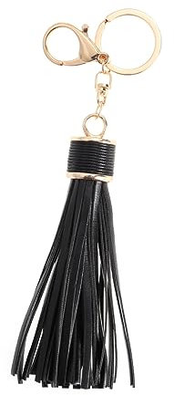 Holibanna Schlüsselanhänger Quaste Aus Pu Leder Schwarzer Taschenanhänger Mit Metallring Damen Autoschlüsselanhänger Für Handtasche Und Geschenk