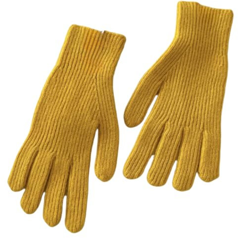 JINZIJINYU Handschuhe Strick Damen Einfarbige Fingerlose Touchscreen Handschuhe Für Damen Und Herren Rad Und Laufhandschuhe Aus Wolle Gelb