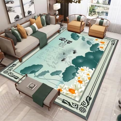 DJHWWD Rug for Living Room Teppich auslegeware Chinesischen Stil Schlafzimmer Nacht blau schmutz beständig Antirutsch terrassendeko 170X250CM