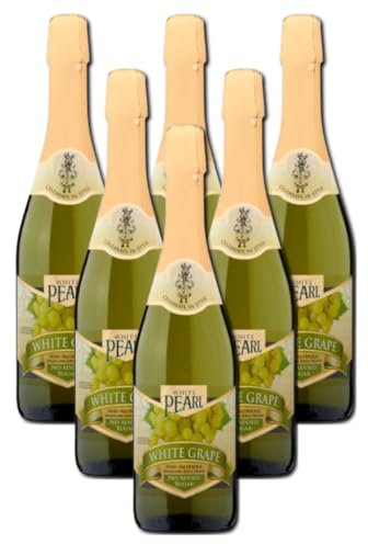 WP Sparkling White Grape Juice Drink Non Alcoholic 750ml Glass Bottle with Cork, No Added Sugar, No Artificial Colours, Flavours, or Preservatives (Pack of 6)