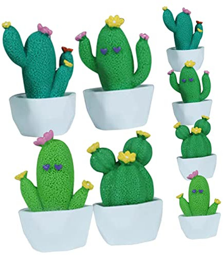 Abaodam 8 Figuras Decorativas de Cactus de Resina en Maceta para Decoración de Mesa, Hogar, Oficina y Coche