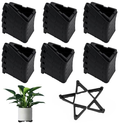 Bakiauli 40 Pcs Pot Feet for Outdoor Plant Pots, Triangle Planter Feet Invisible Plant Pot Stand, Garden Plant Flower Terracotta Pot Feet Lifters Supports (Black)
