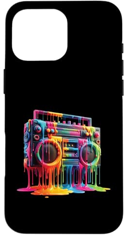 Boombox Old School 80S Peinture goutte à goutte Hip Hop Street Style Coque pour iPhone 16 Pro Max