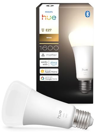 Philips Hue Lampada Smart LED A67, luce bianca calda 2.700 K, E27 Base, 13,5 W, 1.600 lumen, intensità regolabile, compatibile con Alexa, Google Assistant e Apple Home, conf. da 1