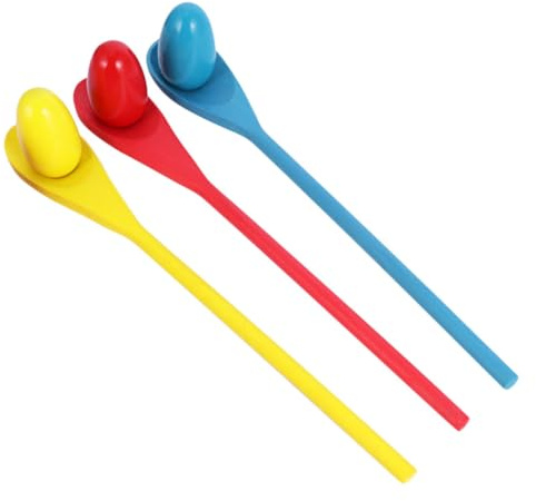 Didiseaon Wooden Egg Balancing Game Toy for Kids, 3 Sets Lightweight Balance Training Toy with Egg Spoon Race, Easy to Carry, for Birthday Party or Family Picnic Random Color