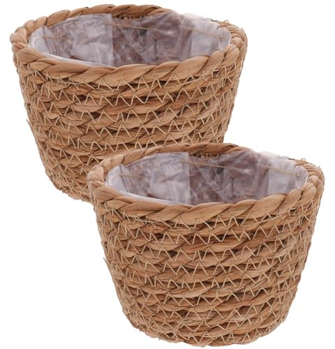 VICASKY Wicker Planter Basket Plant Baskets Indoor For Plants Seagrass Woven Rattan Outdoor Flower Pot Pots 5.1 Hand-Woven 2-Pack with Liner for Houseplants Succulents Boho Farmhouse