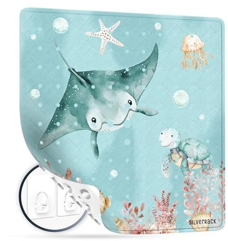 SilverRack Duschmatte rutschfest 53x53 cm Rochen Unterwasserwelt Grün | Antirutschmatte Dusche, BPA frei, Badematte rutschfest, maschinenwaschbar u. schimmelresistent