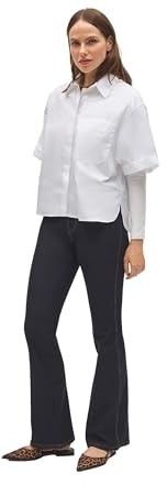 YSABEL MORA Pantalón Vaquero Elástico Flare Comodidad y Estilo Atemporal con Diseño Retro y Cintura Alta para un Efecto Estilizador y Movilidad Óptima