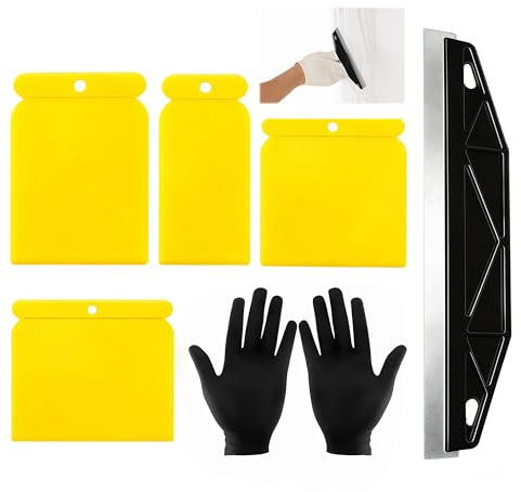 Wallpaper Scraper and Paint Edger Tool Kit 9pcs, 12in Wallpaper Cutting Tool with Scrapers and Gloves, Multi Decorating Tools, for Wallpaper Cutting, Paint Application, DIY Design, Caulking, etc.