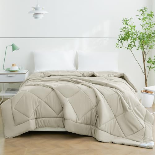 WAVVE Bettdecke 135x200 cm Sommerdecke, Sommer Steppdecke 135 x 200, Leicht Dünn Weiche Atmungsaktive Sommerbettdecke, Zudecke 150gsm Mikrofaser Beige(135x200cm)