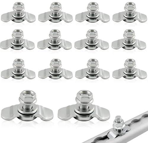 15 Stück Schraubfitting für Airlineschiene, M8x20 Airline Schiene Zubehör 500daN Endbeschlag Airlineschienen Fitting Einfachendbeschlag für Zurrschienen Verschraubung (Silber)
