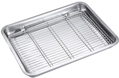 Baoblaze Teglia e griglia da forno Teglia da forno multiuso Vassoio raccogli-gocce Leccarda per olio per biscotti per ristorante Frittura Barbecue Casa