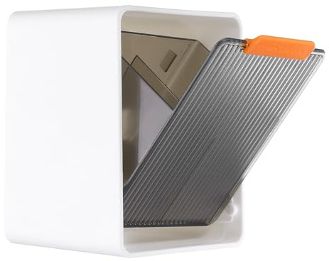 QUARKZMAN 1 Pcs Portaalgodón para Bastoncillos de Algodón, Caja de Almacenamiento de Baño Montada en la Pared con 2 Compartimentos, para Bastoncillos de Algodón,Bolas, Blanco Gris