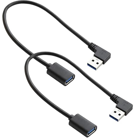 GuBaoZhuo USB 3.0 VerläNgerung, 2 StüCk USB Winkelstecker 90 Grad 30cm Rechts, Kurz High-Speed USB A Stecker Auf Buchse FüR Pc, Laptop, Ps4