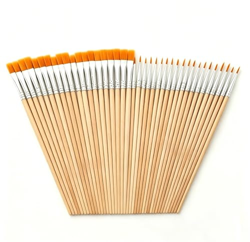 40-teiliges pinselset mit 20 Flach- und 20 Rundpinsel, hochwertige Pinsel aus Nylon, ideales pinselset acrylfarben für Detailarbeiten, Kunst, Modellbau, Gesichtsbemalung und Bastelprojekte