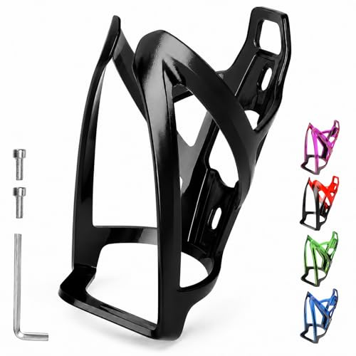 Fancysky portaborraccia bici, 36g ultraleggero porta borraccia(Nero) | 5 colori con 2 viti + 1 chiave, portaborraccia mtb per bici da corsa & MTB