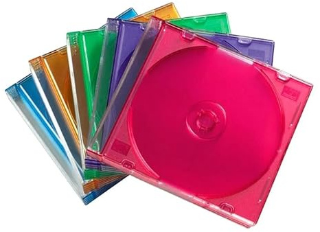 Genérico 10 Custodie per CD Slim Vuote, Multicolore, Confezione da 10 Unità, Scatola di Conservazione per Dischi