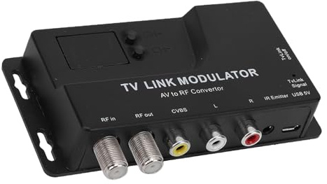 TIKATARER Modulatore AV a RF, Convertitore Coassiale per Vecchi Proiettori TV da Utilizzare con Videoregistratore, Adattatore Segnale Plug and Play UHF NTSC PAL, Ideale per l'intrattenimento
