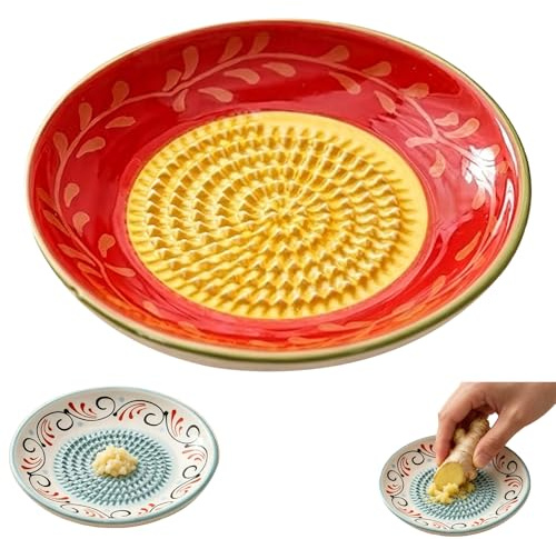 Keramik Reibeteller Knoblauchreibe Keramik Teller, Keramikreibe Garlic Grater Plate, Multifunktional Knoblauchreibe Reibeteller Ideal für Ingwer, Knoblauch, Etc (F)