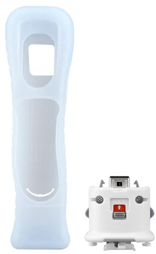 OSTENT Motionplus Motion Plus + Silicone Case Compatible for Nintendo Wii Remote Controller Game Color White