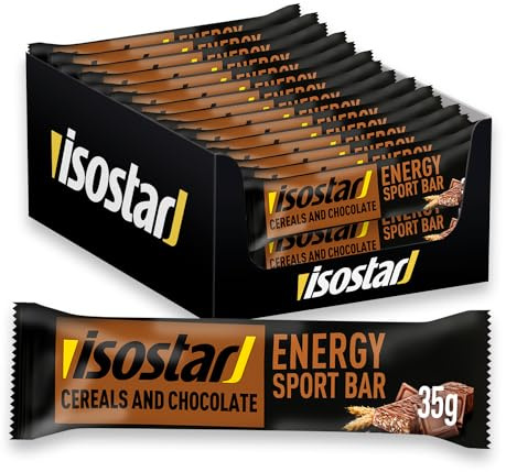 ISOSTAR – Energy Sport Riegel Cerealien & Schokolade – Energieriegel mit Kohlenhydraten & Vitaminen B1, B2, B6, C, E & PP – Für Laufen, Radfahren & Trail – 30 x 35 g