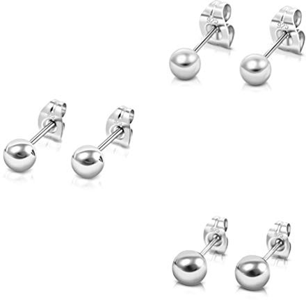 DTPsilver - Boucles d'oreilles Femme - Boucle Oreille Sterling - Lot Bijoux Femme - Piercing Oreille Sterling - Diamètre: 4, 5, 6 mm