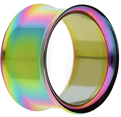 Treuheld Double Flare Flesh Tunnel - Stahl - Regenbogen 6 mm