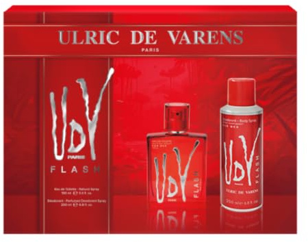 ULRIC DE VARENS - Coffret Parfum Homme UDV Flash - Eau de Toilette 100 ml + Déodorant Spray 200 ml - Fougère Orientale Marine - Made in France
