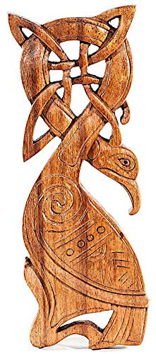 Windalf Celtic Holzbild MARAWN 27 cm Viking Vogel Wandbild Keltische Knoten Holzdeko Glücks Wandrelief Handarbeit Holz