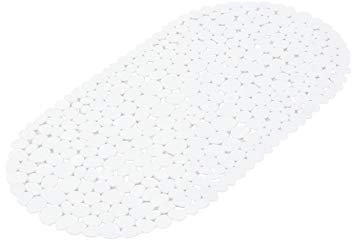 PVC Badewanneneinlage 36x69cm Steinoptik Badewanne Wanne Anti Rutsch Einlage Matte Badewannenmatte Duschmatte Antirutschmatte rutschfest Kiesel Steine BPA frei (Weiß)