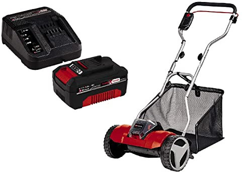 Einhell Akku-Rasenmäher GE-HM 18/38 Li Power X-Change (Li-Ion, 18 V, 38 cm Schnittbreite, 4-stufige Schnitthöhenverstellung, Mähspindel mit 5 Stahlmessern, inkl. 4,0 Ah Akku und Ladegerät)