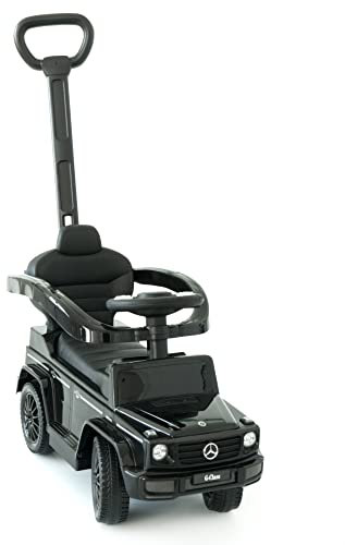 LEMODO Rutschauto mit Schiebstange ab 1 Jahr | Rutschfahrzeug mit Sicherheitsbügel | Schiebeauto Mercedes | Lenkung via Stange möglich | Staufach | Fußablage | Sound