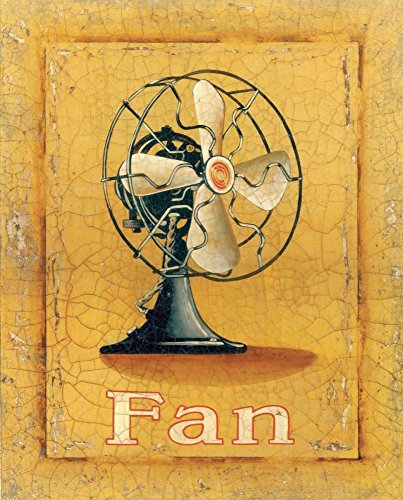 ART-CANVAS-stretched-on-WOODEN -BARS Nine to Five IV Jones Catherine - Signs vertical image office desk work vintage retro fan black yellow Fine art print 14_X_11_in