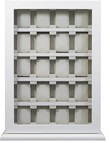TimelyBuys 20 Stück weiße Holz-Uhrenvitrinen zum Aufhängen an der Wand und Aufbewahrungs-Organizer-Box und Ständer für übergroße Uhren