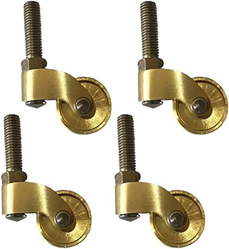 Carrello for mobili Set di 4 rotelle rotelle rotelle in ottone massiccio mobili Diametro universale Diametro ruota a castello 25mm Calette di ricambio Sostituzione stile retrò Stile retrò Nessun caric