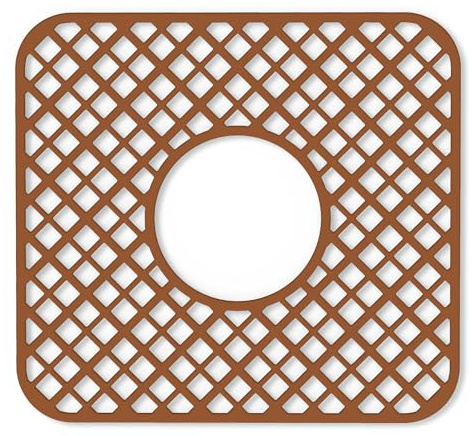BEHOK 2 Pack Silicone Sink Protector for Kitchen Sink, Trellis Pattern 12 x 11 Sink Grid Mat Silicone Protectors, Center Drain, Coffee