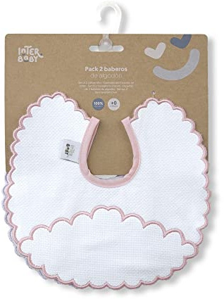 Pack 2 Baberos redondos Nubecita en rosa y gris