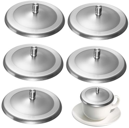 5stücke Teiliges Edelstahl Becherdeckel Rostfrei Und Wiederverwendbar Staubdicht Und Auslaufsicher Für Heiße Und Kalte Getränke Mit Praktischem Rundgriff Für Kaffee Tee Und Cocktails