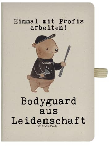 Mr. & Mrs. Panda DIN A5 Baumwoll Notizbuch Bodyguard Leidenschaft - Geschenk, Adressbuch, Eintragebuch, Ausbildung, Notizblock, Personenschützer,