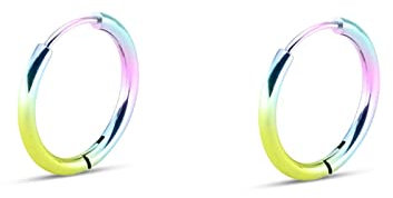 Hoop Ohrringe, Chirurgenstahl Ohrringe Damen mit Bunt Polierter Kreis 2 MM Breit 12X2MM Ohrringgeschenk für Frauen Jugendlich Mädchen
